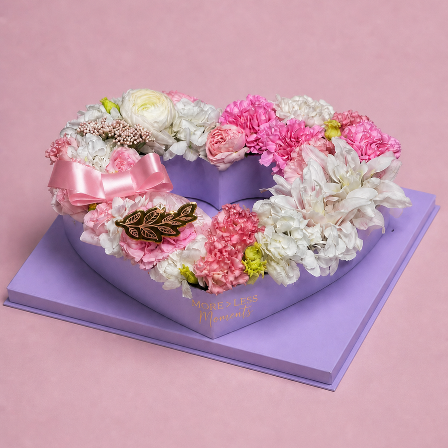 Love in Lavender | Heart Shaped Flower Gift Box
