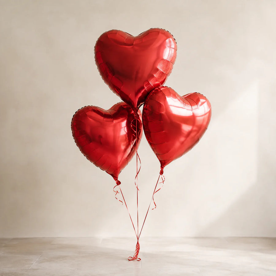 Red Heart Balloon Trio